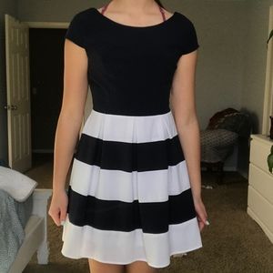 Navy Blue and White Striped B. Darlin Dress